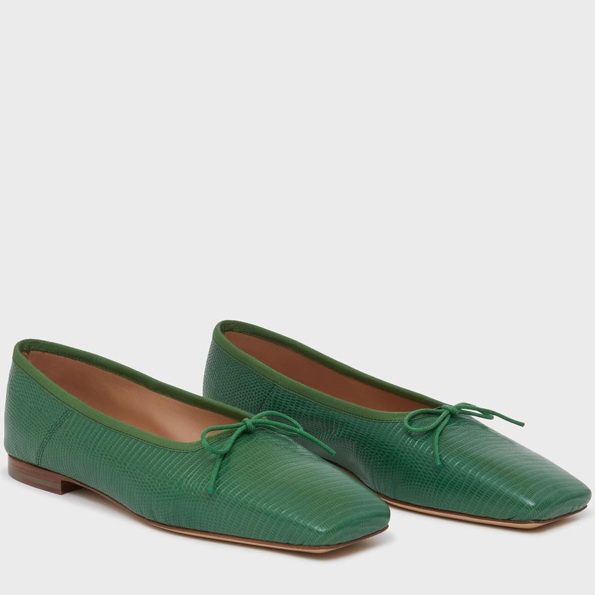 Women\'s Mansur Gavriel Square Toe Ballerina Ballet Flats Green | AU 6145HB